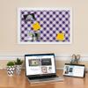PinPix 16x16 Custom Cork Bulletin Board Argyle Purple Poster Board with a Canvas Style Photo Board, Framed in Satin White Frame (PinPix-633) view 2