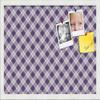 PinPix 24x16 Custom Cork Bulletin Board Argyle Purple Poster Board with a Canvas Style Photo Board, Framed in Satin White Frame (PinPix-633) view 1