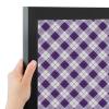 PinPix 20x20 Custom Cork Bulletin Board Argyle Purple Poster Board with a Canvas Style Photo Board, Framed in Satin Black (PinPix-633) view 3
