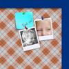 ArtToFrames 16x16 Inch Custom Cork Bulletin Board. This Argyle Burnt Orange Pin Board Comes with a Fabric Style Canvas Finish, in a Blue Stain on Beech Frame (PinPix-634-16x16_0066-81792-YBLU) view 2