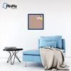 ArtToFrames 20x20 Inch Custom Cork Bulletin Board. This Argyle Burnt Orange Pin Board Comes with a Fabric Style Canvas Finish, in a Blue Stain on Beech Frame (PinPix-634-20x20_0066-81792-YBLU) view 4