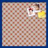 ArtToFrames 24x24 Inch Custom Cork Bulletin Board. This Argyle Burnt Orange Pin Board Comes with a Fabric Style Canvas Finish, in a Blue Stain on Beech Frame (PinPix-634-24x24_0066-81792-YBLU) view 1