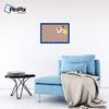 ArtToFrames 24x16 Inch Custom Cork Bulletin Board. This Argyle Burnt Orange Pin Board Comes with a Fabric Style Canvas Finish, in a Blue Stain on Beech Frame (PinPix-634-24x16_0066-81792-YBLU) view 3