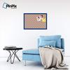 ArtToFrames 30x20 Inch Custom Cork Bulletin Board. This Argyle Burnt Orange Pin Board Comes with a Fabric Style Canvas Finish, in a Blue Stain on Beech Frame (PinPix-634-30x20_0066-81792-YBLU) view 3