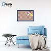 ArtToFrames 30x20 Inch Custom Cork Bulletin Board. This Argyle Burnt Orange Pin Board Comes with a Fabric Style Canvas Finish, in a Blue Stain on Beech Frame (PinPix-634-30x20_0066-81792-YBLU) view 4