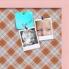 ArtToFrames 16x16 Inch Custom Cork Bulletin Board. This Argyle Burnt Orange Pin Board Comes with a Fabric Style Canvas Finish, in a Baby Pink on Beech Frame (PinPix-634-16x16_0066-81792-YPNK) view 2