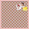 ArtToFrames 24x24 Inch Custom Cork Bulletin Board. This Argyle Burnt Orange Pin Board Comes with a Fabric Style Canvas Finish, in a Baby Pink on Beech Frame (PinPix-634-24x24_0066-81792-YPNK) view 1