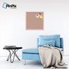 ArtToFrames 24x24 Inch Custom Cork Bulletin Board. This Argyle Burnt Orange Pin Board Comes with a Fabric Style Canvas Finish, in a Baby Pink on Beech Frame (PinPix-634-24x24_0066-81792-YPNK) view 3
