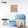 ArtToFrames 24x24 Inch Custom Cork Bulletin Board. This Argyle Burnt Orange Pin Board Comes with a Fabric Style Canvas Finish, in a Baby Pink on Beech Frame (PinPix-634-24x24_0066-81792-YPNK) view 4