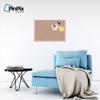 ArtToFrames 30x20 Inch Custom Cork Bulletin Board. This Argyle Burnt Orange Pin Board Comes with a Fabric Style Canvas Finish, in a Baby Pink on Beech Frame (PinPix-634-30x20_0066-81792-YPNK) view 4