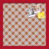 ArtToFrames 16x16 Inch Custom Cork Bulletin Board. This Argyle Burnt Orange Pin Board Comes with a Fabric Style Canvas Finish, in a Red Stain on Beech Frame (PinPix-634-16x16_0066-81792-YRED) view 1