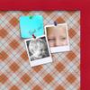 ArtToFrames 16x16 Inch Custom Cork Bulletin Board. This Argyle Burnt Orange Pin Board Comes with a Fabric Style Canvas Finish, in a Red Stain on Beech Frame (PinPix-634-16x16_0066-81792-YRED) view 2