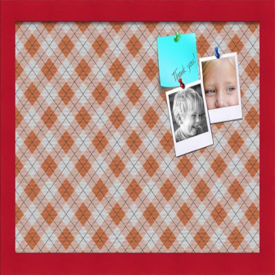 ArtToFrames 18x12 Inch Custom Cork Bulletin Board. This Argyle Burnt Orange Pin Board Comes with a Fabric Style Canvas Finish, in a Red Stain on Beech Frame (PinPix-634-18x12_0066-81792-YRED)
