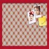 ArtToFrames 24x16 Inch Custom Cork Bulletin Board. This Argyle Burnt Orange Pin Board Comes with a Fabric Style Canvas Finish, in a Red Stain on Beech Frame (PinPix-634-24x16_0066-81792-YRED) view 1