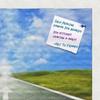 Decorative bulletin board made from self-healing canvas by PinPix, Start your journey here printed at 20x20 and framed in Satin White view 2