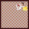 ArtToFrames 24x24 Inch Custom Cork Bulletin Board. This Argyle Burnt Orange Pin Board Comes with a Fabric Style Canvas Finish, in a Mahogany Frame (PinPix-634-24x24_FRBW26039) view 1