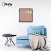 ArtToFrames 24x24 Inch Custom Cork Bulletin Board. This Argyle Burnt Orange Pin Board Comes with a Fabric Style Canvas Finish, in a Mahogany Frame (PinPix-634-24x24_FRBW26039) view 3