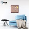 ArtToFrames 24x24 Inch Custom Cork Bulletin Board. This Argyle Burnt Orange Pin Board Comes with a Fabric Style Canvas Finish, in a Mahogany Frame (PinPix-634-24x24_FRBW26039) view 4