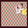 ArtToFrames 24x16 Inch Custom Cork Bulletin Board. This Argyle Burnt Orange Pin Board Comes with a Fabric Style Canvas Finish, in a Mahogany Frame (PinPix-634-24x16_FRBW26039) view 1