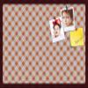 ArtToFrames 30x20 Inch Custom Cork Bulletin Board. This Argyle Burnt Orange Pin Board Comes with a Fabric Style Canvas Finish, in a Mahogany Frame (PinPix-634-30x20_FRBW26039) view 1