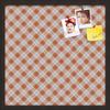 ArtToFrames 20x20 Inch Custom Cork Bulletin Board. This Argyle Burnt Orange Pin Board Comes with a Fabric Style Canvas Finish, in a Coffee Frame (PinPix-634-20x20_FRBW26061) view 1