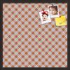 ArtToFrames 24x24 Inch Custom Cork Bulletin Board. This Argyle Burnt Orange Pin Board Comes with a Fabric Style Canvas Finish, in a Coffee Frame (PinPix-634-24x24_FRBW26061) view 1