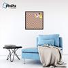 ArtToFrames 24x24 Inch Custom Cork Bulletin Board. This Argyle Burnt Orange Pin Board Comes with a Fabric Style Canvas Finish, in a Coffee Frame (PinPix-634-24x24_FRBW26061) view 3