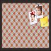 ArtToFrames 24x16 Inch Custom Cork Bulletin Board. This Argyle Burnt Orange Pin Board Comes with a Fabric Style Canvas Finish, in a Coffee Frame (PinPix-634-24x16_FRBW26061) view 1