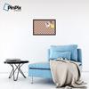 ArtToFrames 24x16 Inch Custom Cork Bulletin Board. This Argyle Burnt Orange Pin Board Comes with a Fabric Style Canvas Finish, in a Coffee Frame (PinPix-634-24x16_FRBW26061) view 4