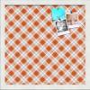 PinPix 16x16 Custom Cork Bulletin Board Argyle Burnt Orange Poster Board with a Canvas Style Photo Board, Framed in Satin White Frame (PinPix-634) view 1