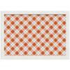 PinPix 18x12 Custom Cork Bulletin Board Argyle Burnt Orange Poster Board with a Canvas Style Photo Board, Framed in Satin White Frame (PinPix-634) view 1