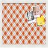 PinPix 18x12 Custom Cork Bulletin Board Argyle Burnt Orange Poster Board with a Canvas Style Photo Board, Framed in Satin White Frame (PinPix-634) view 2