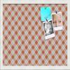 PinPix 24x16 Custom Cork Bulletin Board Argyle Burnt Orange Poster Board with a Canvas Style Photo Board, Framed in Satin White Frame (PinPix-634) view 1