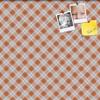 PinPix 20x20 Custom Cork Bulletin Board Argyle Burnt Orange Poster Board with a Canvas Style Photo Board, Framed in Satin Black (PinPix-634) view 1