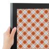 PinPix 20x20 Custom Cork Bulletin Board Argyle Burnt Orange Poster Board with a Canvas Style Photo Board, Framed in Satin Black (PinPix-634) view 2