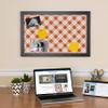PinPix 20x20 Custom Cork Bulletin Board Argyle Burnt Orange Poster Board with a Canvas Style Photo Board, Framed in Satin Black (PinPix-634) view 3