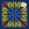 Decorative bulletin board made from self-healing canvas by PinPix, Fractal Psychedelic Flower printed at 16x16 and framed in Blue Stain on Beech view 1