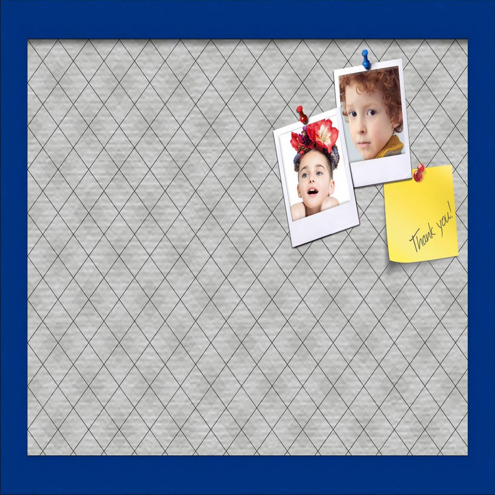 ArtToFrames 18x12 Inch Custom Cork Bulletin Board. This Argyle Gray Pin Board Comes Has a Fabric Style Canvas Finish, in a Blue Stain on Beech Frame (PinPix-638-18x12_0066-81792-YBLU)