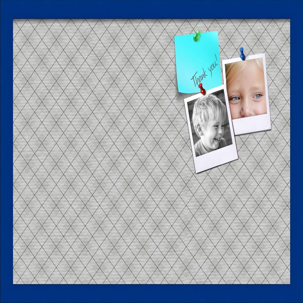 ArtToFrames 24x16 Inch Custom Cork Bulletin Board. This Argyle Gray Pin Board Comes Has a Fabric Style Canvas Finish, in a Blue Stain on Beech Frame (PinPix-638-24x16_0066-81792-YBLU)