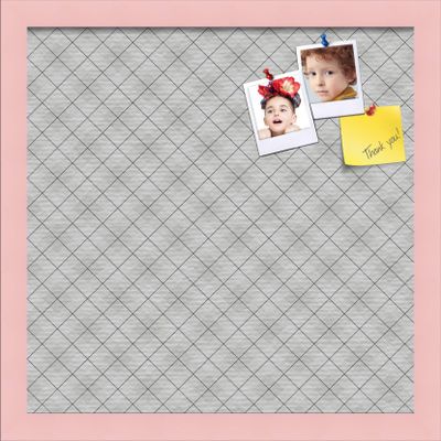 ArtToFrames 16x16 Inch Custom Cork Bulletin Board. This Argyle Gray Pin Board Comes Has a Fabric Style Canvas Finish, in a Baby Pink on Beech Frame (PinPix-638-16x16_0066-81792-YPNK)