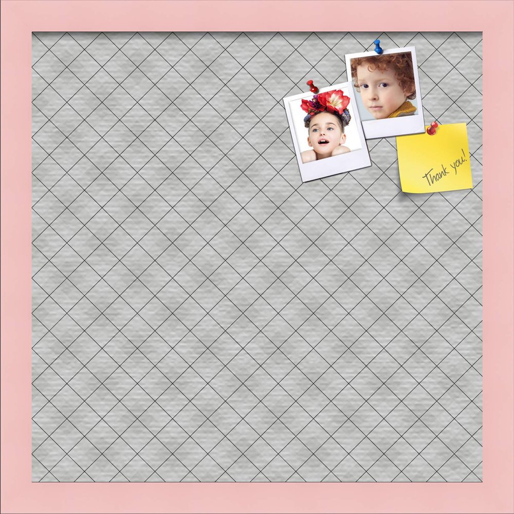 ArtToFrames 16x16 Inch Custom Cork Bulletin Board. This Argyle Gray Pin Board Comes Has a Fabric Style Canvas Finish, in a Baby Pink on Beech Frame (PinPix-638-16x16_0066-81792-YPNK)