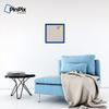 ArtToFrames 16x16 Custom Cork Bulletin Board. This Chain Pattern in Baby Pink Pin Board Has a Fabric Style Canvas Finish, Framed in Blue Stain on Beech (PinPix-575-16x16_0066-81792-YBLU) view 4