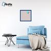 ArtToFrames 20x20 Custom Cork Bulletin Board. This Chain Pattern in Baby Pink Pin Board Has a Fabric Style Canvas Finish, Framed in Blue Stain on Beech (PinPix-575-20x20_0066-81792-YBLU) view 4