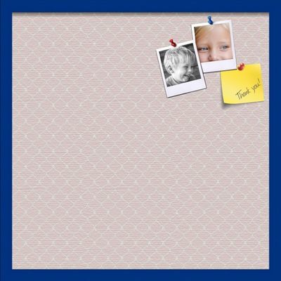 ArtToFrames 24x24 Custom Cork Bulletin Board. This Chain Pattern in Baby Pink Pin Board Has a Fabric Style Canvas Finish, Framed in Blue Stain on Beech (PinPix-575-24x24_0066-81792-YBLU)