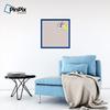 ArtToFrames 24x24 Custom Cork Bulletin Board. This Chain Pattern in Baby Pink Pin Board Has a Fabric Style Canvas Finish, Framed in Blue Stain on Beech (PinPix-575-24x24_0066-81792-YBLU) view 4
