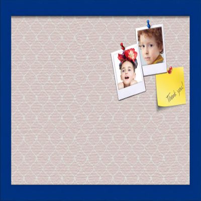 ArtToFrames 18x12 Custom Cork Bulletin Board. This Chain Pattern in Baby Pink Pin Board Has a Fabric Style Canvas Finish, Framed in Blue Stain on Beech (PinPix-575-18x12_0066-81792-YBLU)