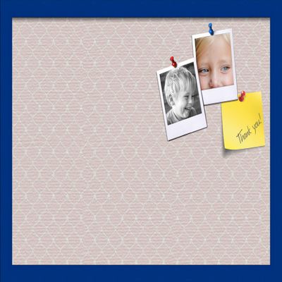 ArtToFrames 24x16 Custom Cork Bulletin Board. This Chain Pattern in Baby Pink Pin Board Has a Fabric Style Canvas Finish, Framed in Blue Stain on Beech (PinPix-575-24x16_0066-81792-YBLU)