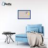 ArtToFrames 24x16 Custom Cork Bulletin Board. This Chain Pattern in Baby Pink Pin Board Has a Fabric Style Canvas Finish, Framed in Blue Stain on Beech (PinPix-575-24x16_0066-81792-YBLU) view 3