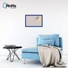 ArtToFrames 24x16 Custom Cork Bulletin Board. This Chain Pattern in Baby Pink Pin Board Has a Fabric Style Canvas Finish, Framed in Blue Stain on Beech (PinPix-575-24x16_0066-81792-YBLU) view 4