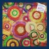 Decorative bulletin board made from self-healing canvas by PinPix, Psychedelic Retina Disc printed at 20x20 and framed in Blue Stain on Beech view 1